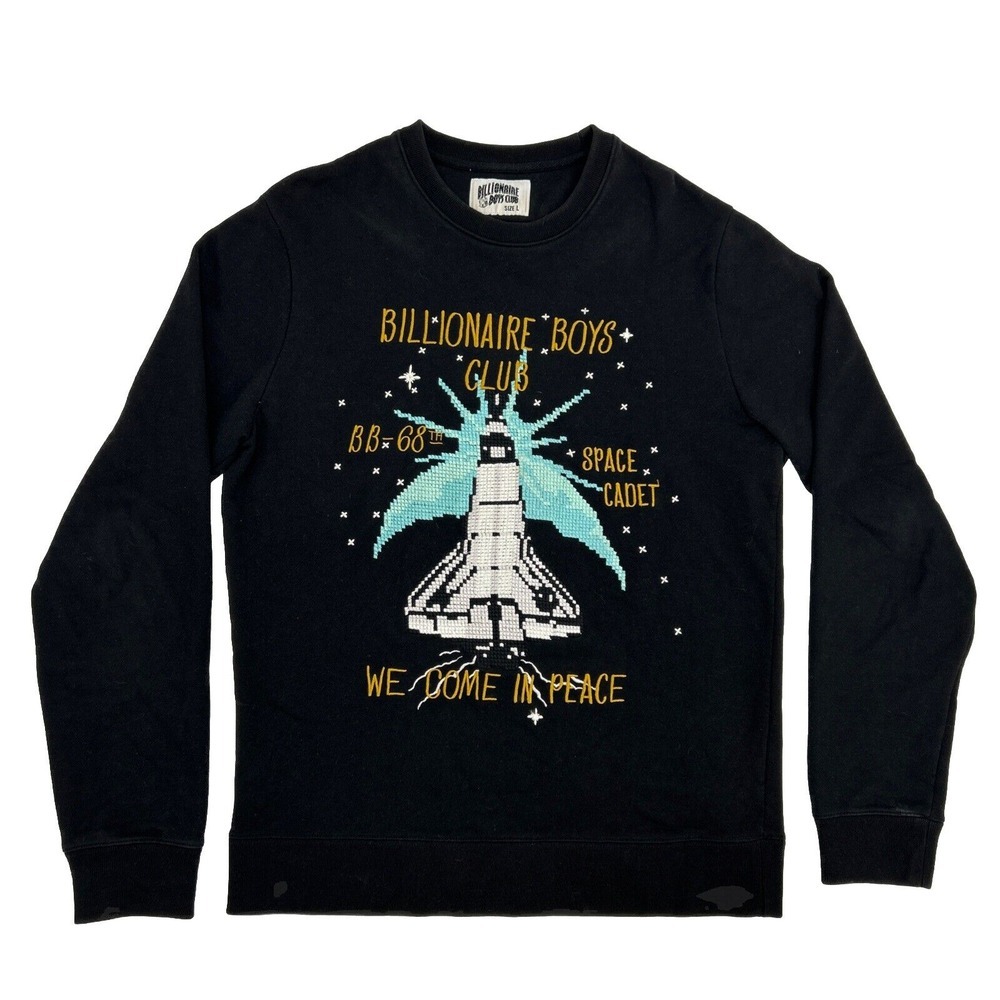 Billionaire Boys Club Sweatshirt Men's L Black Space Cadet We Come In Peace